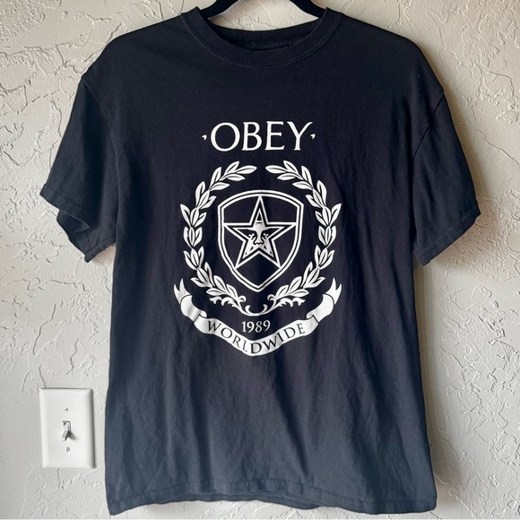 Obey Other - Obey Men's Black Graphic T-Shirt Size Medium